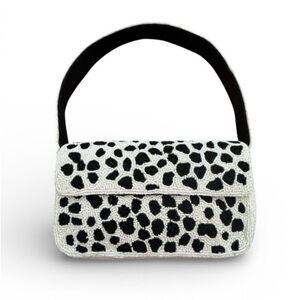 Leopard Beaded Shoulder Bag NWT | Viral Statement Purse | Black & White Animal